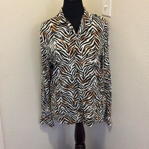 2 FOR $20 Collusion ASOS Men Women Unisex Tiger Striped Shirt Blouse Button XS